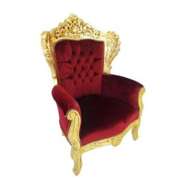 Imagem de Poltrona Luiz XV Classico Estofado Vermelho Capitone Luxo - LUXdécor C