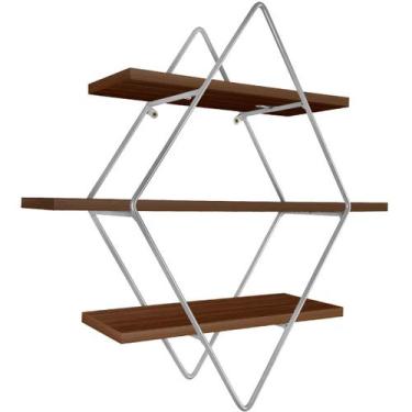 Imagem de Prateleira Tripla Estante Decorativa Livros Quarto Sala Losan Aço MDF 