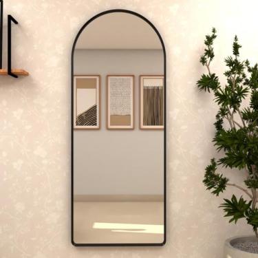 Imagem de Espelho Oval Grande com Base Reta Moldura Metal 150x40 Janela Quarto S