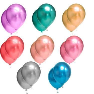 Imagem de 25 bexigas balões nº 9 Metalizadas Decoração festa mais cor - joy
