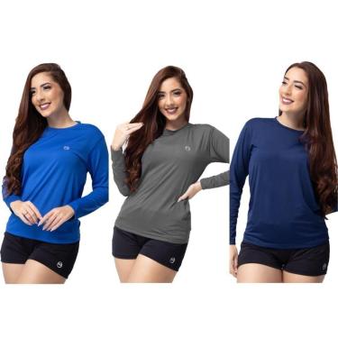 Imagem de Kit 3 Camisa Térmica Feminina Uv 50 + Segunda Pele Proteção Solar-Feminino
