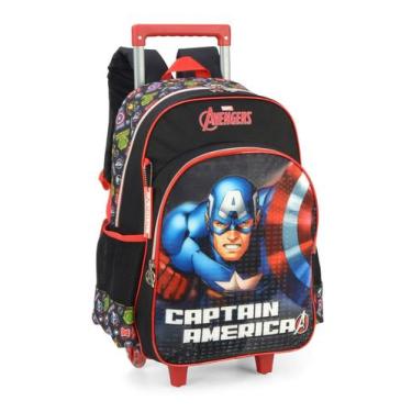 Imagem de Mochila Rodas Escolar Infantil Capitão América Luxcel 39556, Preto