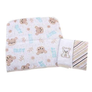 Imagem de Kit Babetes Bordadas fralda de boca com 3 unidades Baby Nice - Minasre