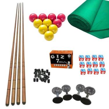 Imagem de Kit 4 Taco + Giz + 2,3 Tecido + 4 Pé + 01 Jg Bola + Ponteira - Tacolân