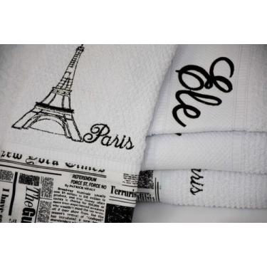 Imagem de Jg De Banho Noblesse Luxo Bordado Paris 5pecas Cor Branco - THAIS ENXO