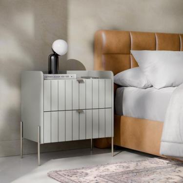 Imagem de mesa de cabeceira em madeira mdf off white moderna 60cm - Aprire Móvei