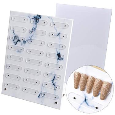 Imagem de Kalolary Suporte de exibição de arte de unha de tamanho grande, suporte de exibição de cartão colorido destacável de mármore magnético com ponta falsa