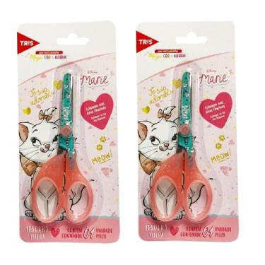 Imagem de Kit 2 Tesoura Infantil Gatinha Marie 13cm Ponta Arredondada - Tris