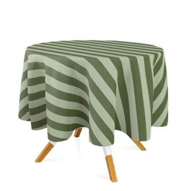 Imagem de Toalha de Mesa Redonda em Tecido Jacquard Verde Pistache Listrado Trad
