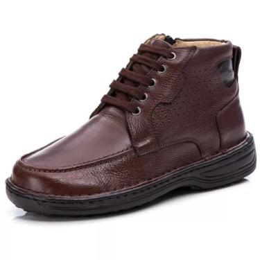 Imagem de Bota Comfort Masculino Cadarço Couro de Carneiro 8003 - Ranster, Café,