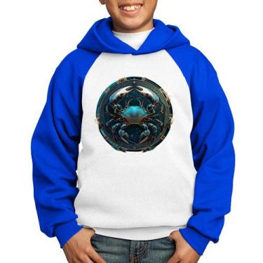 Imagem de Moletom Infantil Câncer Sígno - Foca na Moda, Branco, Azul, 12