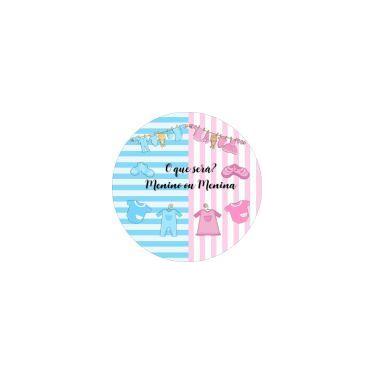 Imagem de Painel de Lona Redondo Cha Revelação Listras Roupas Baby - Fabrika de 