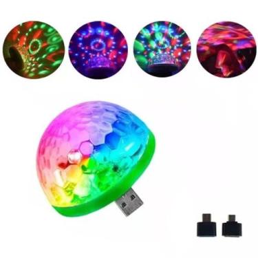 Imagem de Mini Globo RGB Led Colorido Lâmpada USB Bola Celular Festa Dj - Inova