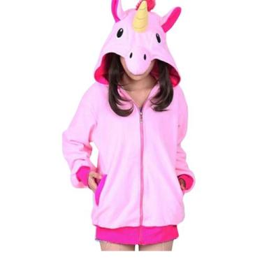 Imagem de Blusa Unicórnio Casaco Moletom Adulto E Infantil - Tubarão Shop, Rosa,