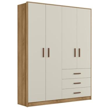 Imagem de Roupeiro Infantil 9600 04 Portas 03 Gavetas Nature Off White PLLA