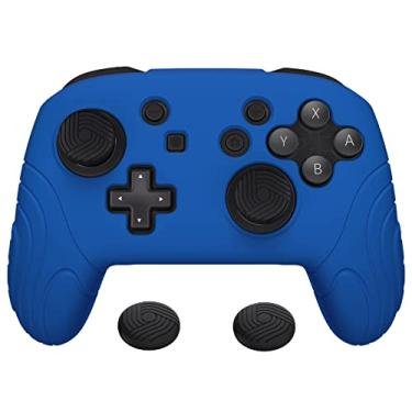 Imagem de PlayVital Samurai Edition Ergonomic Silicone Skin Protective Case for Nintendo Switch Pro Controller, Soft Anti-slip Controller Grip Protector for Nintendo Switch Pro with Thumb Grip Caps - Blue