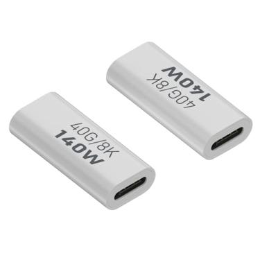 Imagem de QIANRENON Acoplador adaptador de dados 140W USB4.0 C fêmea para fêmea 40Gbps USB4.0 tipo C conector de carregamento extensor PD140W/8K @60Hz, Al Hull, para Thunderbolt 3 iPhone 15 Steam Deck, 2 peças