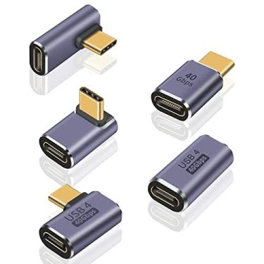 Imagem de Poyiccot Pacote com 5 adaptadores USB C de 90 graus, adaptador USB C de 90 graus 【 100W PD /40Gbps/8K @60Hz 】 Extensor de ângulo reto tipo C conector Thunderbolt 4 para Steam Deck, ROG Ally, MacBook