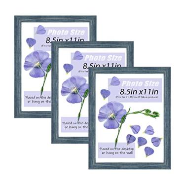 Imagem de Frametory, Porta-retrato de 21 x 28 cm com visor horizontal ou vertical de vidro, mesa e parede, molduras com clipe, porta-retratos de 20 cm x 28 cm para diploma, documentos (azul, pacote com 3)