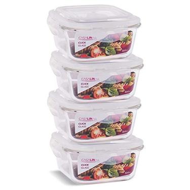 Imagem de Conjunto 4 Potes Vidro Hermético Marmita Mantimentos 800ml