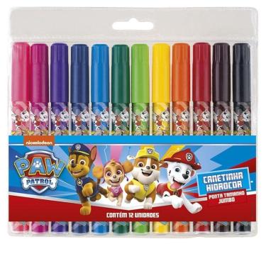 Imagem de Canetinha 12 Cores Patrulha Canina Ponta Jumbo Grossa - Tris
