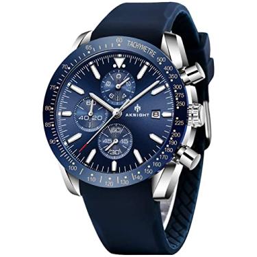 Imagem de BENYAR AKNIGHT Relógios masculinos, analógicos, cronógrafo de quartzo, mostrador grande, relógios de pulso masculinos de couro, relógio social masculino - presente elegante para homens, AK-5140BUSBU-S