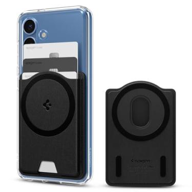 Imagem de Spigen Carteira MagSafe, comporta 3 cartões, compatível com Galaxy S25/Ultra/Edge/Plus Z Fold 7 Pixel 10 Pro/Pro XL/Fold iPhone 17/16/15/14/13/12, porta-cartões, PU preto (Magfit+)