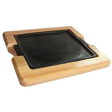 Imagem de Tábua de Madeira para Churrasco Reta com Chapa 28 x 26 x 3 cm MS Madei