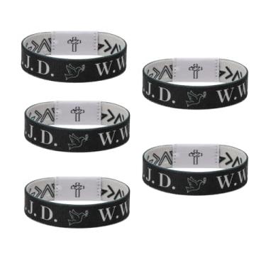 Imagem de Flvkev Conjunto de pulseiras WWJD com versículo bíblico diário escaneado para homens e mulheres, pulseiras religiosas para arrecadação de fundos, One Size, frisado, Sem Pedra Preciosa