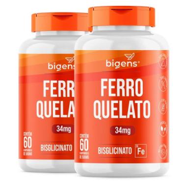 Imagem de Bigens kit 2x ferro quelato 60 caps - BIOGENS
