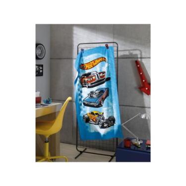 Imagem de Toalha de Banho Infantil Döhler Veludo - 100% Algodão Hot Wheels, Azul