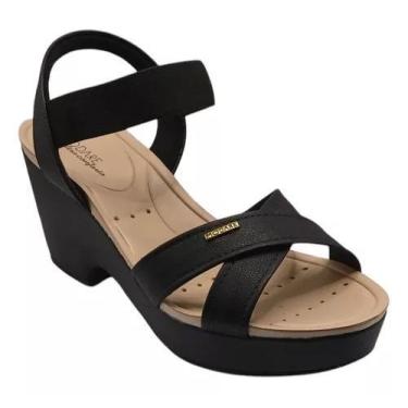 Imagem de Sandália Feminina Ortopédica Salto Alto Meia Pata Modare, Preto, 37