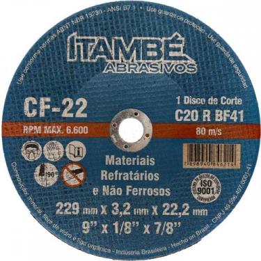 Imagem de Disco Corte Refratario Itambe 9''X1/8''X7/8''- 2 Telas Cf-22