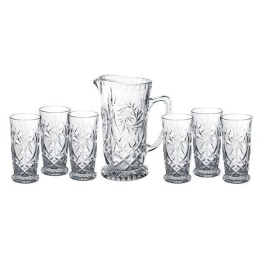 Imagem de Cj Jarra 1,2 Litros C/6 Copos Altos 300ml de Cristal Prima Transparente Lyor