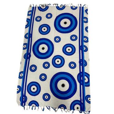 Imagem de Canga poliéster estampada olho grego fundo branco - Kiara Brazil, UN, 