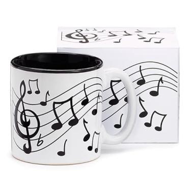 Imagem de burton+BURTON Caneca branca com notas musicais pretas, 368 g