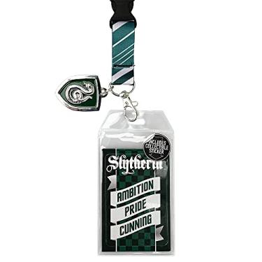 Imagem de Bioworld Harry Potter Slytherin Tie Inspired Sublimation Print Metal Charm & Id Holder Lanyard OSFA