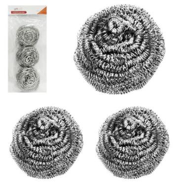 Imagem de Esponja / bucha de aco para limpeza com 3 pecas 6cm de ø - GIFTUTIL