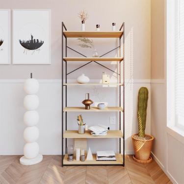 Imagem de Estante com 6 Prateleiras Brooklyn Vermont e Preta 80 cm