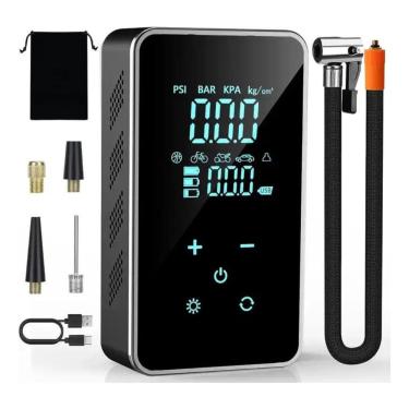 Imagem de Mini Compressor Ar Potente Bomba Ar Portátil Digital 150 Psi Carro Moto Bike Van Lanterna Power Bank