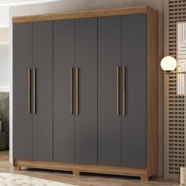 Imagem de Guarda-roupa 06 Portas 2 Gavetas Mdp Toledo JATOBÁ/GRAFITTE