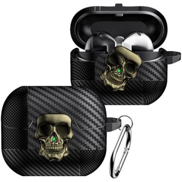 Imagem de CCSmall Capa para Samsung Galaxy Buds 3 com chaveiro mosquetão, capa de proteção de caveira 3D engraçada à prova de choque com trava segura para meninas meninos capa para Samsung Buds 3 Pro/Buds 3,