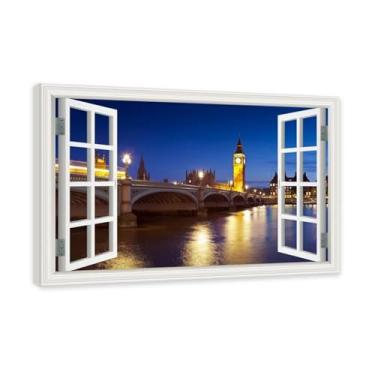 Imagem de Impressão de imagem natural em tela. Arte de parede para sala de estar. Impressão de imagem natural em tela. Arte de parede para sala de estar. (Vista noturna da cidade 24). Moldura interna 70 x 105