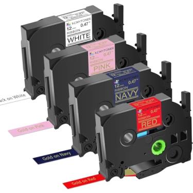 Imagem de KCMYTONER Compatível com refis de fita de cetim Brother P-Touch TZe-RW34 TZe-RN34 TZe-RE34 TZe-R231 Etiqueta de fita de cetim 12 mm para Embellish Ribbon & Tape Printer PT-D215e PT-D210 D400 D600