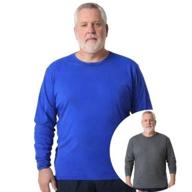 Imagem de Kit 2 Camisas Masculina Manga Longa Plus Size Malha Fria - Genérico, A