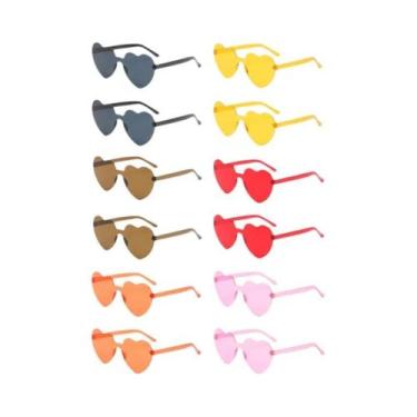 Imagem de 12 Óculos de Sol Femininos Formato Coração - Estilo Gatinho Sem Aro, 1