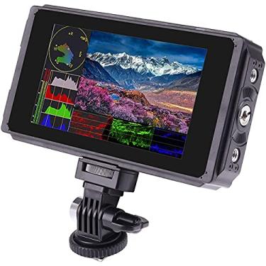Imagem de Foto4easy C50TLS 5 polegadas IPS DSLR Camera Field Monitor 2000nit Daylight Viewable 3D LUT Tela sensível ao toque com 4K HDMI 3G SDI entrada/saída, sistema de montagem de bateria dupla NP-F