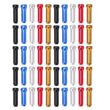 Imagem de Tampa do cabo de freio de bicicleta Tampa de freio de alta qualidade Alumínio Resistente ao cabo Crimp final para linhas de freio de bicicleta 50pcs 5 variedade de cores