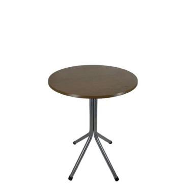 Imagem de Mesa Bistrô Baixo Cinza com Tampo Redondo Amadeirado - Fortmix
