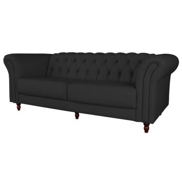 Imagem de Sofá 3 Lugares Bérgamo 220cm Couro Preto